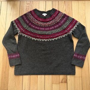 J. Jill Charcoal Sweater with Pink Accents